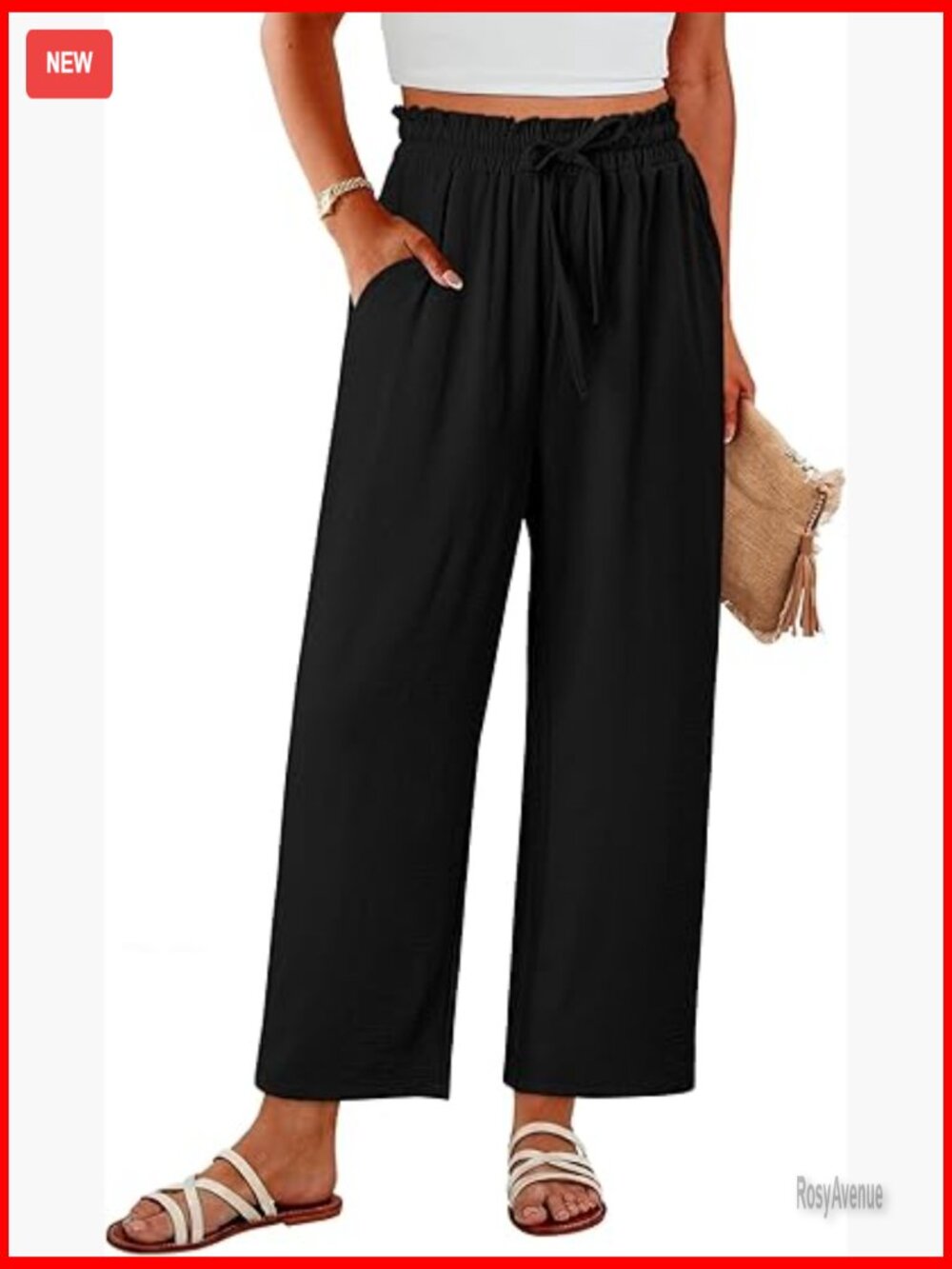 High Waisted Wide Leg Palazzo Pants Lightweight Flowy Summer Beach Casual